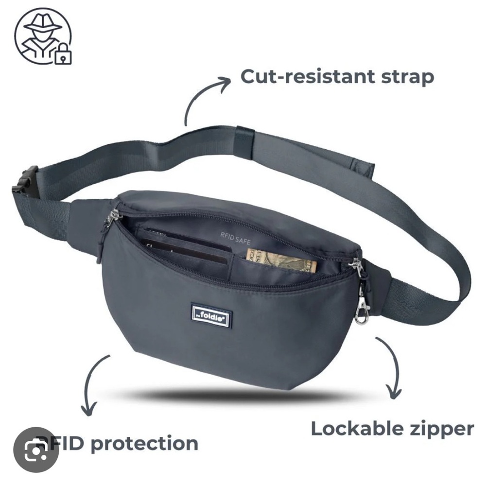 Gray RFID Protection foldie belt bag Fanny pack